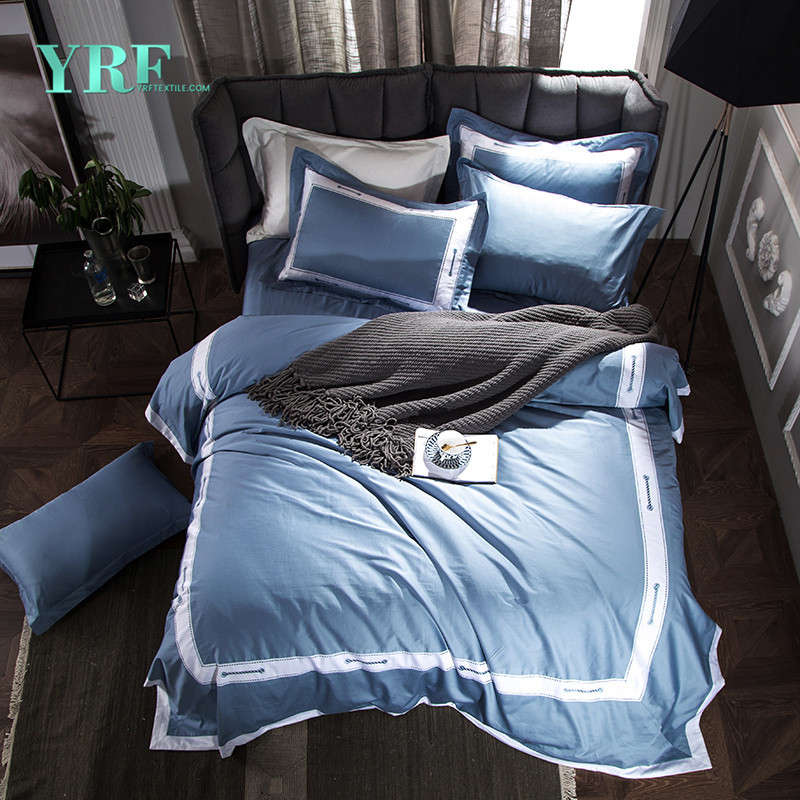 sateen hotel de lujo clásico azul reina ropa de cama qx-07